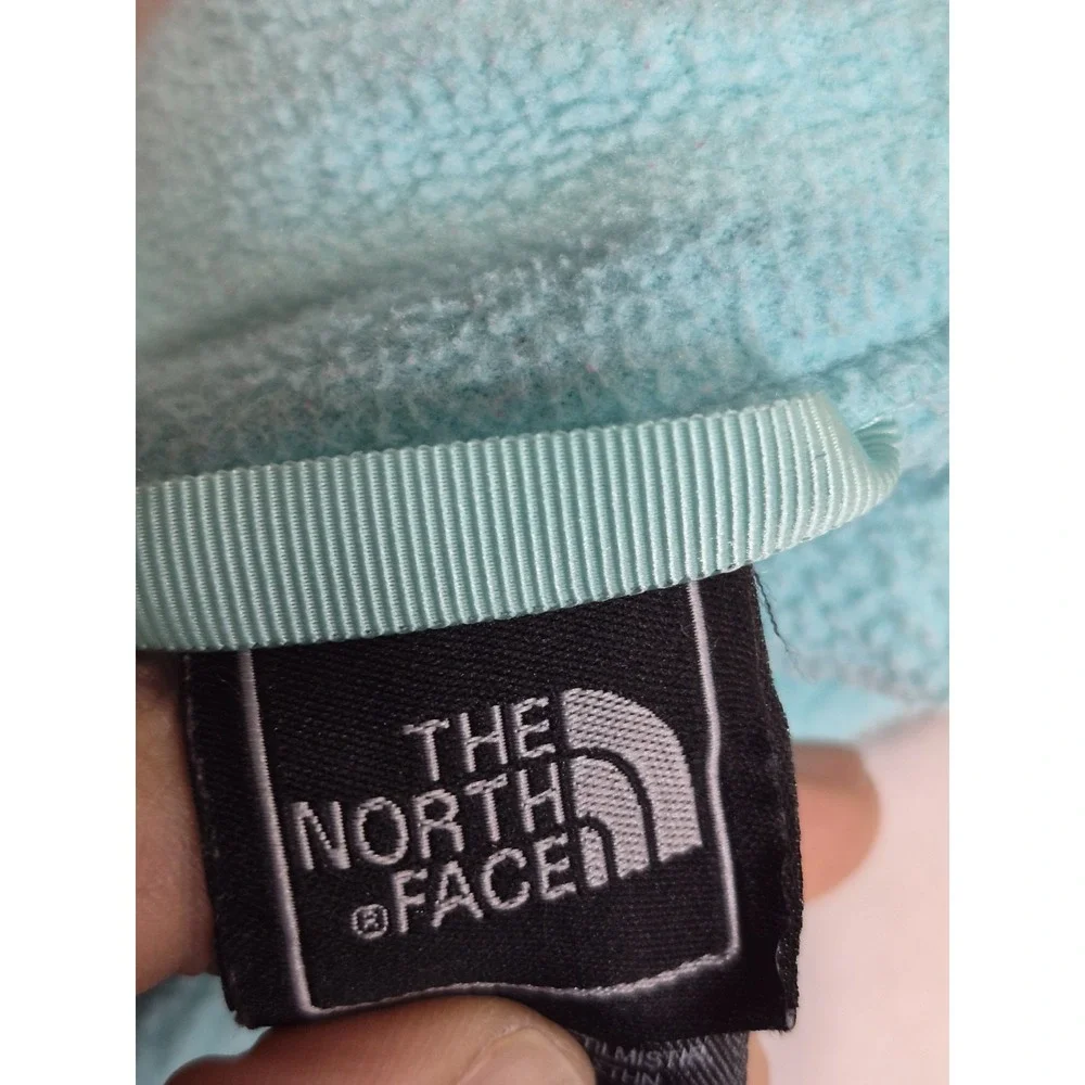 The North Face Denali Jacket Girls large 14/16 Aqua Green Pockets Fleece Youth